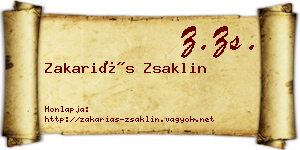 Zakariás Zsaklin névjegykártya